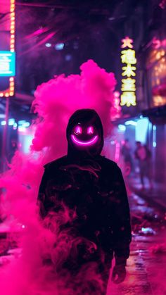 Neon Smile Mask Wallpaper