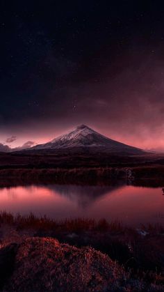 The Mountain Midnight Sky Reflection Wallpaper