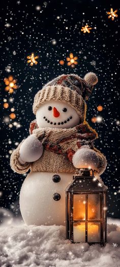 Snowfall Snowman Wallpaper