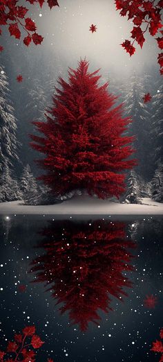 Red Christmas Tree Wallpaper