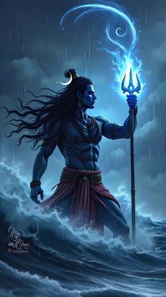 Lord Mahadev in Ocean iPhone Wallpaper