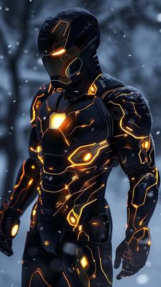 Iron Man Neon Black Armor iPhone Wallpaper