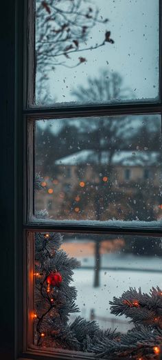 Snowflakes over Window iPhone Wallpaper