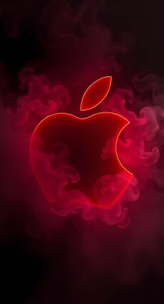 Apple Logo Red Neon iPhone Wallpaper