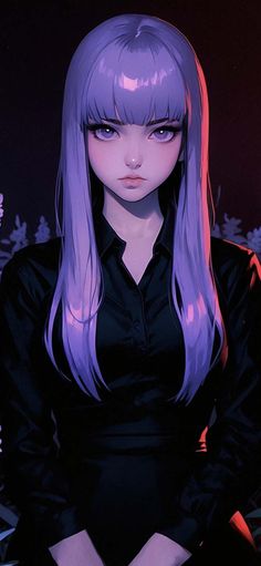 Anime Girl Purple Hairs iPhone Wallpaper